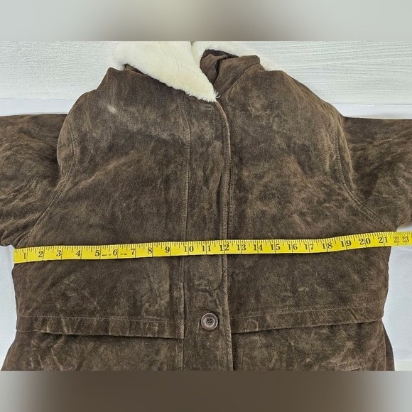 J. Percy for Marvin Richards Suede and Fur Lined Coat with in Umber Brown Sz Med - Picture 10 of 12